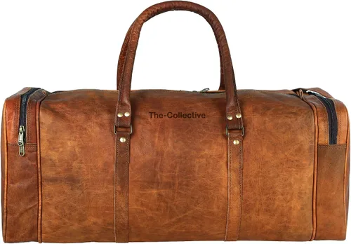 Vista 6 de The-Collective - Bolsas de lona grandes de 24 pulgadas para hombres y mujeres, de cuero, viajes, de noche, gimnasio, deportes, fin de semana, bolsa