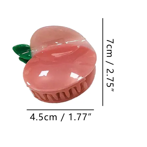Vista 2 de Pinzas de garra de manzana, pinzas de pelo de melocotón jugoso, pinzas de pelo de frutas, pinzas de pelo de acetato para mujeres, pinzas pequeñas
