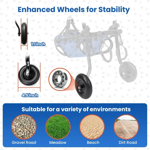 Vista 5 de Silla de ruedas para perros para patas traseras, Silla de ruedas para perros pequeños, Carrito ajustable para mascotas con ruedas, Sillas de ruedas