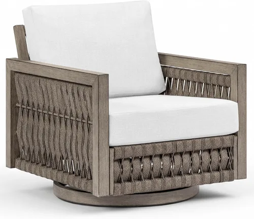 Vista 10 de Sofá de 3 asientos para exteriores, sofás de aluminio para patio con cojines gruesos, nunca se oxidan con tejido de cuerda de 3 plazas, sofá