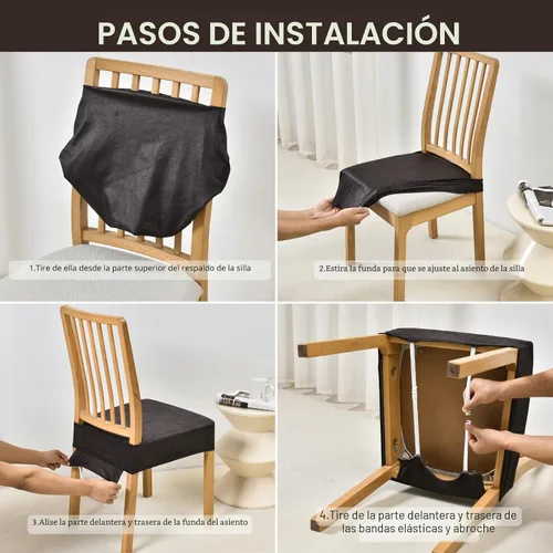 Vista 7 de SearchI Juego de 4 fundas de asiento para sillas de comedor repelentes al Flor roja beige