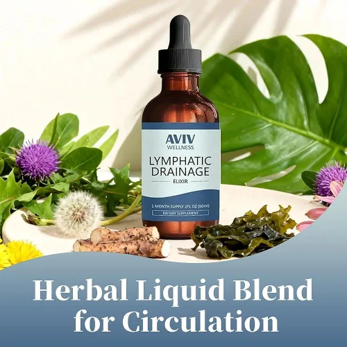 Vista 5 de AvivOrganic Gotas de drenaje linfático – Mezcla líquida de hierbas para circulación, equilibrio de líquidos, fórmula botánica de rápida absorción, 2