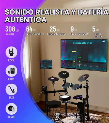 Vista 2 de The ONE Polaris Drums, batería eléctrica con USB MIDI