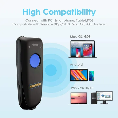 Vista 6 de NADAMOO Escáner de código de barras inalámbrico 1D compatible con Bluetooth, con base de carga, escáner de código de barras USB portátil