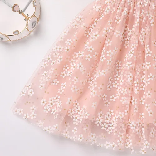 Vista 6 de Vestido tutú para niña, sin mangas, fruncido, vestido de verano con lentejuelas brillantes, lunares, estrellas, princesa, vestido de tul
