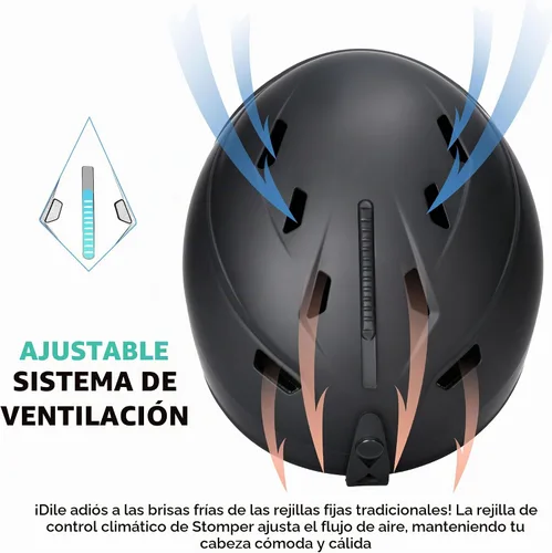 Vista 4 de VANRORA Juego de casco y gafas de esquí, casco de snowboard para hombres Casco Negro/Lente Gris Revo Azul Recubrimiento Gafas