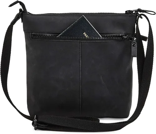 Vista 6 de Cochoa Bolso cruzado pequeño de cuero real con triple cremallera para mujer, bolso cruzado vintage de primera calidad (juego de 2), Combo de bolso