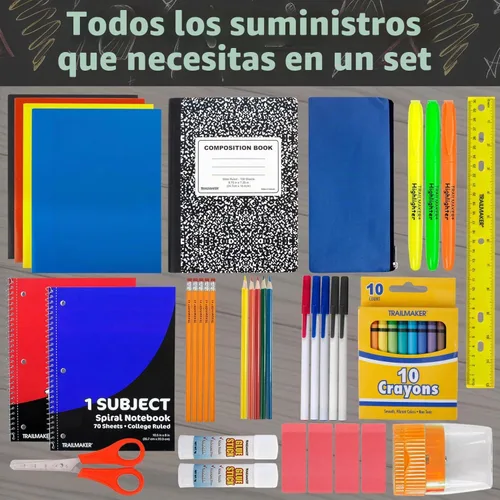 Vista 4 de Trail maker Kit de material escolar de 45 piezas para grados K-12