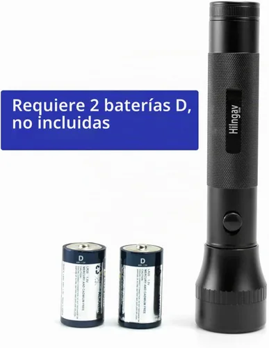Vista 3 de Linternas LED Grandes de Batería D de 2 Celdas de Servicio Pesado, Linterna Antorcha de Aleación de Aluminio de Modo Único con Zoom, Linterna