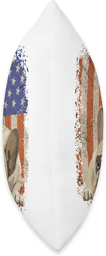 Vista 2 de The French Bulldog Patriot Co. Almohada patriótica con diseño de bulldog francés con bandera estadounidense, 16 x 16 pulgadas, multicolor