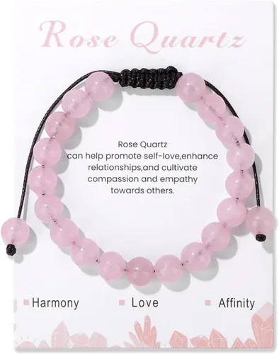 Vista 13 de Pulsera de cristal curativo para mujer de 0.315 in, pulsera de cuentas de cristal natural ajustable hecha a mano, joyería curativa, regalo