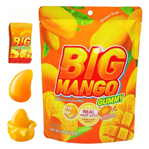 Vista 13 de MetaVita - Dulce de mango grande gomoso – Gomitas de mango pelables envueltas individualmente con puré real puro – Gomoso, sin gluten – Total 282g