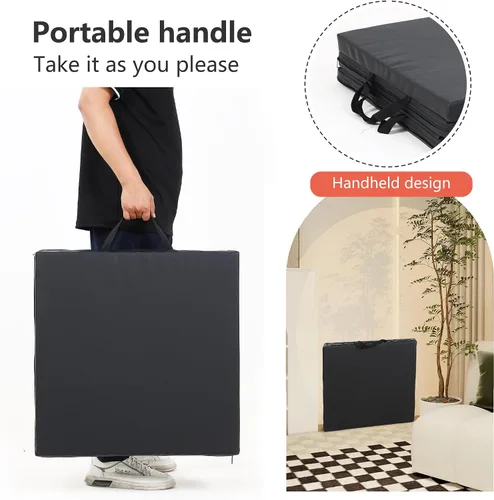 Vista 5 de PayLessHere Esterilla de gimnasia plegable para hacer rodadas, estirar, yoga y artes, piel sintética gruesa, para interiores y exteriores