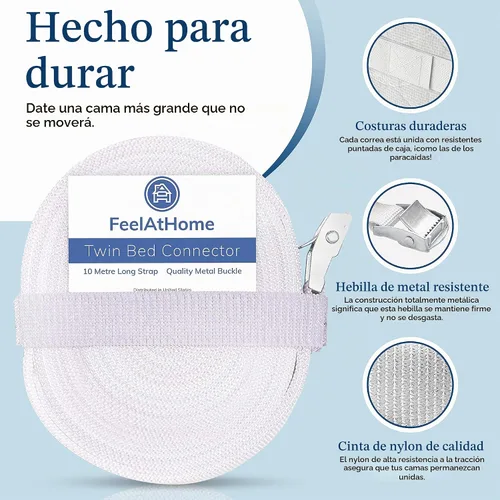 Vista 5 de Correa para camas individual y King. Conector para convertir cama individual a King o individual XL a King – 33 pies de largo correa con hebilla