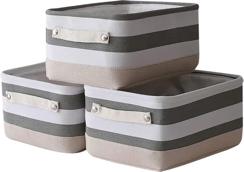 Vista 106 de TheWarmHome Contenedores de almacenamiento para estantes, tamaño mediano, 3 unidades, 13.8 pulgadas de largo x 9.8 pulgadas de ancho x 6.7 pulgadas