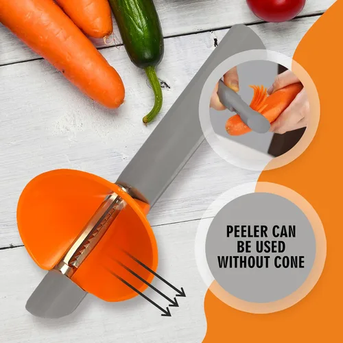 Vista 3 de Cheer Collection Espiralizador de verduras de mano, pelador de verduras giratorio de acero inoxidable con mango antideslizante, cortador de verduras