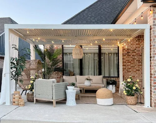 Vista 49 de PURPLE LEAF - Pérgola al aire libre con listones 10 x 12 pies de aluminio blanco con toldo rígido moderno y ajustable para patio, jardín