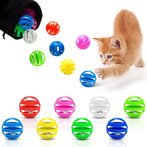 Vista 3 de Kasyat 21 bolas de cascabel para gatos con campanas, celosía de plástico
