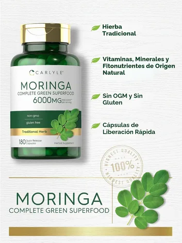 Vista 4 de Carlyle Suplemento Moringa Oleifera 180 Cápsulas