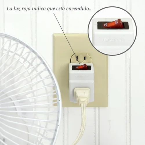 Vista 3 de Adaptador de corriente de un solo puerto con conexión a tierra de 3 clavijas para toma de corriente con indicador iluminado interruptor