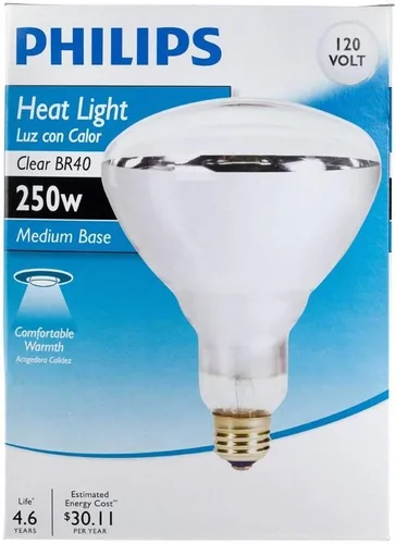 Vista 2 de Phillips 416743 - Bombilla de luz de inundación transparente BR40 de 250 W, paquete de 4