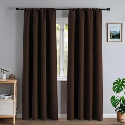 Vista 22 de Cortinas opacas para sala de estar, cortinas 100% opacas de 90 pulgadas de largo, juego de 2 paneles de 2 paneles, con aislamiento térmico, pestaña