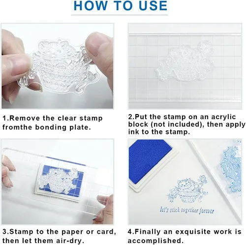 Vista 7 de 4 PCS Sellos Transparentes de Fondo de Pared para Hacer Tarjetas y Decoraciones de Álbumes de Fotos, Sellos de Goma Transparente de Pared