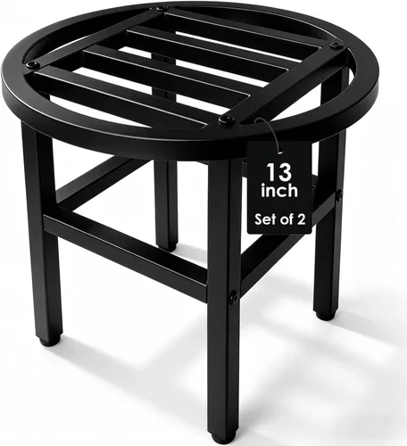 Vista 10 de Soporte para plantas para interiores y exteriores, soporte de metal de 13 pulgadas de alto, soportes de pedestal de hierro forjado resistentes