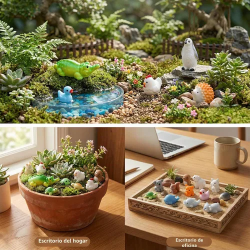 Vista 6 de Prudiut 60 piezas de mini figuras de animales de resina, 60 estilos para Animales multicolores