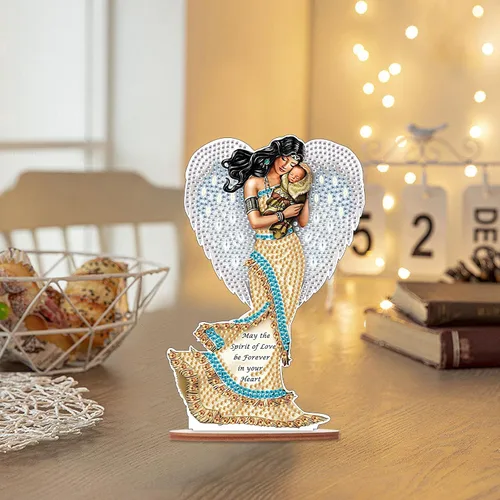Vista 5 de Kits de adornos de escritorio de pintura de diamante para adultos, ángel mamá, sosteniendo bebé, arte de diamante por números, decoraciones