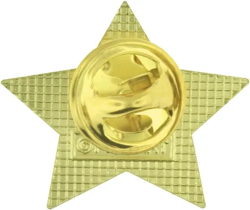 Vista 3 de PinMart Pin de solapa esmaltado con premios de estrella de seguridad rojo y dorado