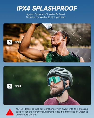 Vista 6 de Donner Auriculares abiertos, auriculares inalámbricos, Bluetooth 5.3, ultra cómodos, ganchos ergonómicos para los oídos, llamadas claras