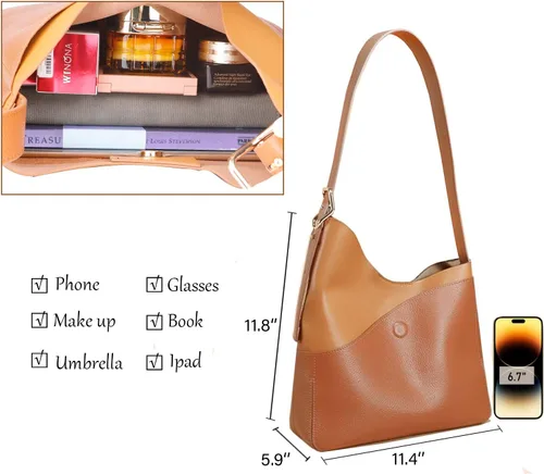 Vista 2 de Bolso de mano de cuero genuino para mujer, bolso de mano suave, bolso cruzado de moda