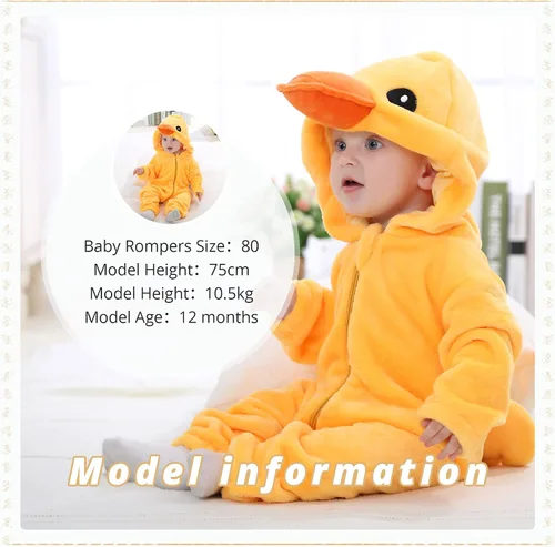 Vista 5 de MICHLEY Disfraz unisex de animal para bebé overol con capucha para invierno otoño Halloween cosplay Pato