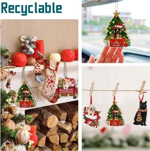 Vista 5 de Adornos de perro boxer para árbol de Navidad, adorno de aluminio boxer, decoración de Navidad 2023 para amantes de los boxeadores, mamá de perro