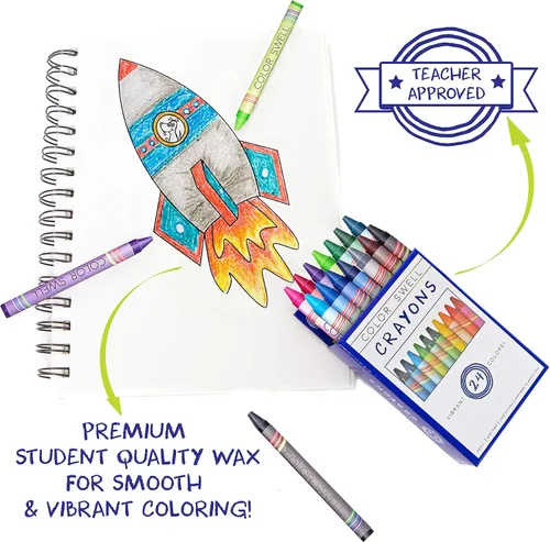 Vista 9 de Color Swell Paquete de 24 crayones – no tóxicos, ideales para niños, estudiantes, adultos y actividades en el aula