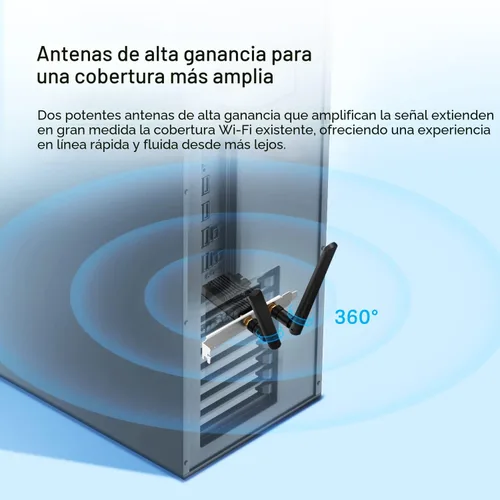 Vista 4 de Tarjeta WiFi TP-Link WiFi 6 PCIe para PC de escritorio AX3000 (Archer TX55E), Bluetooth 5.2, WPA3, adaptador inalámbrico de doble banda 802.11ax