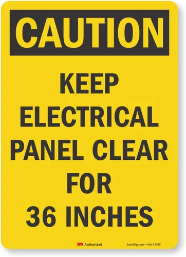 Vista 8 de SmartSign "Precaution - Keep Electric Panel transparente para 36 pulgadas, vinilo laminado de 3.5" x 5