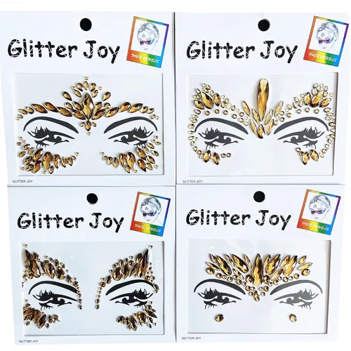Vista 10 de Gemas faciales, calcomanías de tatuaje de joyas faciales para festivales, gemas faciales adhesivas, piedras preciosas corporales, tatuajes faciales