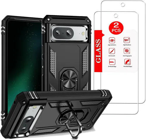Vista 8 de Funda para Google Pixel 3A con [2 unidades] Protector de pantalla de vidrio templado, para Google Pixel 3A Heavy Duty Armor [Grado Militar], funda