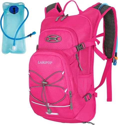 Vista 10 de LARIPOP Mochila de hidratación, mochila de senderismo de 18 L con bolsa de agua de 2 L, paquete de agua ligera para ciclismo, senderismo, ciclismo
