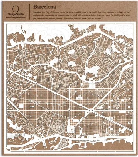 Vista 107 de O3 Design Studio Aberdeen - Mapa de papel cortado en papel blanco de 12 x 12 pulgadas