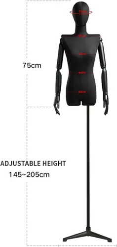 Vista 6 de Adjustable Gold Female Mannequin Dress Form - Height-Adjustable Body Manikin with Removable Head, Wooden Arms & Base, Perfect for Clothing, Jewelry
