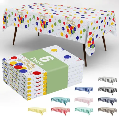 Vista 15 de Smiry Paquete de 3 Manteles Desechables de Cuadros Gingham Color Caqui - 54" x 72" Mantel de Plástico de Servicio Pesado, Cubiertas de Mesa