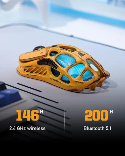 Vista 3 de GravaStar Mercury M1 Pro Gaming Mouse, aleación de magnesio ligera, 26,000 DPI, sensor PAW3395DM, 5 botones programables, soporte con cable/2.4
