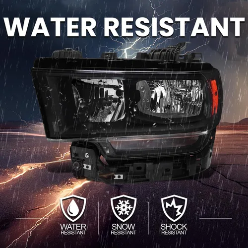 Vista 6 de SPEC-D TUNING Faros delanteros negros compatibles con Ram 2500, 3500 2019-2024, par izquierdo + derecho