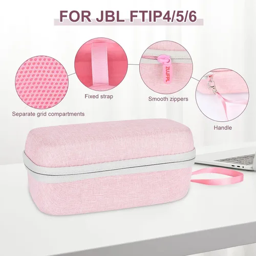 Vista 7 de Estuche rígido EVA para altavoz Bluetooth JBL Flip7/6/5, impermeable, portátil, funda de transporte premium para JBL Flip 4, para viaje, color rosa