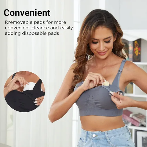 Vista 5 de Bodorma Nursing Maternity Bras for Breastfeeding Seamless Bralette Wireless Sleep Full Bust Bra with Extra Extenders- 3Pack