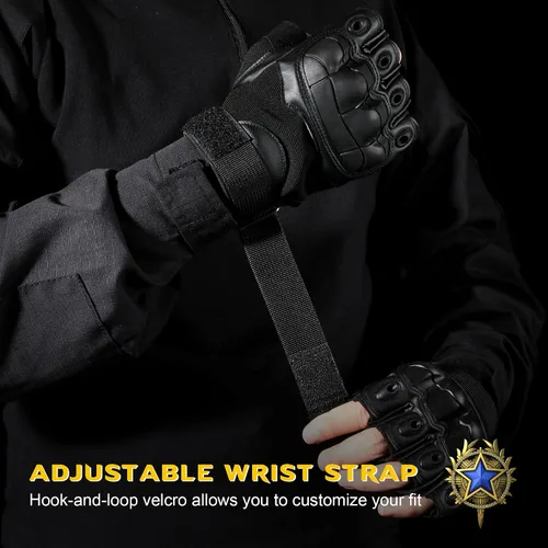 Vista 5 de WTACTFUL - Guantes tácticos sin dedos para moto, motocicleta, ciclismo, escalada, senderismo, caza