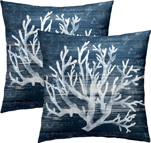 Vista 9 de Juego de 2 fundas de almohada rústicas de 16 x 16 pulgadas / 16.0 x 16.0 in., juego de 2 fundas de almohada cuadradas de algodón con diseño
